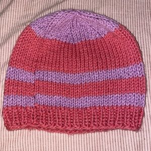 Pink and Purple Hand Made Winter Hat One Size for Young Girls
